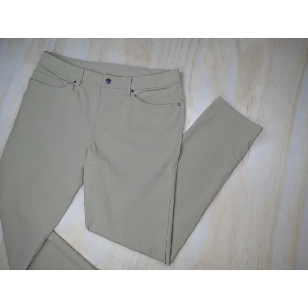 Lululemon Men's 34 ABC 5-Pocket Pant Khaki Tan Warpstreme Flawed